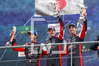 2023-04-29 - 08 BUEMI Sébastien (swi), HARTLEY Brendon (nzl), HIRAKAWA Ryo (jpn), Toyota Gazoo Racing, Toyota GR010 - Hybrid, portrait , podium, during the 6 Hours of Spa-Francorchamps 2023, 3rd round of the 2023 FIA World Endurance Championship, from April 27 to 29, 2023 on the Circuit de Spa-Francorchamps, in Stavelot, Belgium - AUTO - FIA WEC - 6 HOURS OF SPA-FRANCORCHAMPS 2023 - ENDURANCE - MOTORS