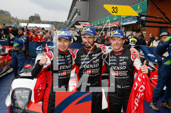 2023-04-29 - 07 CONWAY Mike (gbr), KOBAYASHI Kamui (jpn), LOPEZ José Maria (arg), Toyota Gazoo Racing, Toyota GR010 - Hybrid, portrait , podium, during the 6 Hours of Spa-Francorchamps 2023, 3rd round of the 2023 FIA World Endurance Championship, from April 27 to 29, 2023 on the Circuit de Spa-Francorchamps, in Stavelot, Belgium - AUTO - FIA WEC - 6 HOURS OF SPA-FRANCORCHAMPS 2023 - ENDURANCE - MOTORS
