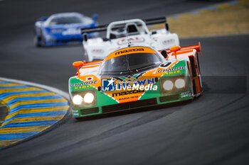 2023-06-10 - Mazda 787B driver by Volker Weidler, Johnny Herbert and Bertrand Gachot, winner of Le Mans 1991 during the parade prior to the the 24 Hours of Le Mans 2023 on the Circuit des 24 Heures du Mans from June 10 to 11, 2023 in Le Mans, France - AUTO - LE MANS 2023 - PART 1 - ENDURANCE - MOTORS