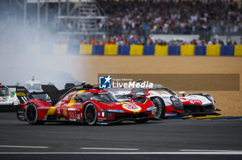 2023-06-10 - 51 PIER GUIDI Alessandro (ita), CALADO James (gbr), GIOVINAZZI Antonio (ita), Ferrari AF Corse, Ferrari 499P, action, start of the race, depart with 08 BUEMI Sébastien (swi), HARTLEY Brendon (nzl), HIRAKAWA Ryo (jpn), Toyota Gazoo Racing, Toyota GR010 - Hybrid during the 24 Hours of Le Mans 2023 on the Circuit des 24 Heures du Mans from June 10 to 11, 2023 in Le Mans, France - AUTO - LE MANS 2023 - PART 1 - ENDURANCE - MOTORS