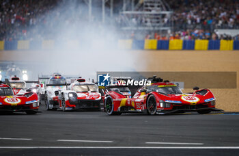 2023-06-10 - 50 FUOCO Antonio (ita), MOLINA Miguel (spa), NIELSEN Nicklas (dnk), Ferrari AF Corse, Ferrari 499P, action, start of the race, depart with 08 BUEMI Sébastien (swi), HARTLEY Brendon (nzl), HIRAKAWA Ryo (jpn), Toyota Gazoo Racing, Toyota GR010 - Hybrid during the 24 Hours of Le Mans 2023 on the Circuit des 24 Heures du Mans from June 10 to 11, 2023 in Le Mans, France - AUTO - LE MANS 2023 - PART 1 - ENDURANCE - MOTORS