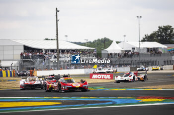 2023-06-10 - 50 FUOCO Antonio (ita), MOLINA Miguel (spa), NIELSEN Nicklas (dnk), Ferrari AF Corse, Ferrari 499P, start of the race, depart during the 24 Hours of Le Mans 2023 on the Circuit des 24 Heures du Mans from June 10 to 11, 2023 in Le Mans, France - AUTO - LE MANS 2023 - PART 1 - ENDURANCE - MOTORS