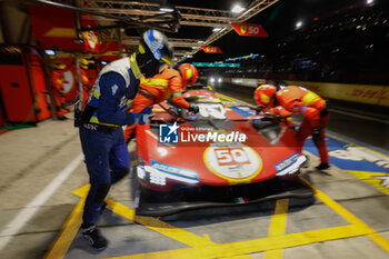 2023-06-10 - michelin engineer, 50 FUOCO Antonio (ita), MOLINA Miguel (spa), NIELSEN Nicklas (dnk), Ferrari AF Corse, Ferrari 499P, portrait, during the 24 Hours of Le Mans 2023 on the Circuit des 24 Heures du Mans from June 10 to 11, 2023 in Le Mans, France - AUTO - LE MANS 2023 - PART 2 - ENDURANCE - MOTORS