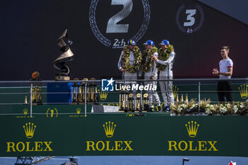 2023-06-11 - 02 BAMBER Earl (nzl), LYNN Alex (gbr), WESTBROOK Richard (gbr), Cadillac Racing, Cadillac V-Series.R, portrait, podium during the podium of the 24 Hours of Le Mans 2023 on the Circuit des 24 Heures du Mans on June 11, 2023 in Le Mans, France - AUTO - LE MANS 2023 - PODIUM - ENDURANCE - MOTORS
