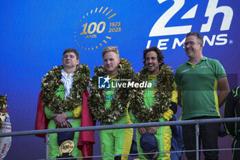 2023-06-11 - 34 SMIECHOWSKI Jakob (pol), SCHERER Fabio (che), COSTA Albert (spa), Inter Europol Competition, Oreca 07 - Gibson, portrait during the podium of the 24 Hours of Le Mans 2023 on the Circuit des 24 Heures du Mans on June 11, 2023 in Le Mans, France - AUTO - LE MANS 2023 - PODIUM - ENDURANCE - MOTORS