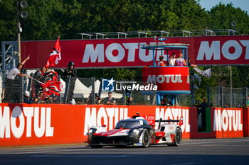 2023-07-09 - The #7 TOYOTA GAZOO RACING (JPN), Toyota GR010 - Hybrid, Mike Conway (GBR), Kamui Kobayashi (JPN), Jose Maria Lopez (ARG) takes the checkered flag during the race of FIA WEC - 6 hours of Monza - World Endurance Championship at Autodromo di Monza on July 9th, 2023 in Monza, Italy. - WEC - FIA WORLD ENDURANCE CHAMPIONSHIP RACE - ENDURANCE - MOTORS
