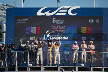 2023-07-09 - The podium of LMP2 category after the race of FIA WEC - 6 hours of Monza - World Endurance Championship at Autodromo di Monza on July 9th, 2023 in Monza, Italy. - WEC - FIA WORLD ENDURANCE CHAMPIONSHIP RACE - ENDURANCE - MOTORS