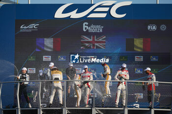 2023-07-09 - The podium of LMP2 category after the race of FIA WEC - 6 hours of Monza - World Endurance Championship at Autodromo di Monza on July 9th, 2023 in Monza, Italy. - WEC - FIA WORLD ENDURANCE CHAMPIONSHIP RACE - ENDURANCE - MOTORS