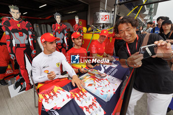2023-09-09 - 51 PIER GUIDI Alessandro (ita), CALADO James (gbr), GIOVINAZZI Antonio (ita), Ferrari AF Corse, Ferrari 499P, portrait, Autograph session, ambiance, during the 6 Hours of Fuji 2023, 6th round of the 2023 FIA World Endurance Championship, from September 7 to 10, 2023 on the Fuji Speedway, in Oyama, Japan - AUTO - FIA WEC - 6 HOURS OF FUJI 2023 - ENDURANCE - MOTORS