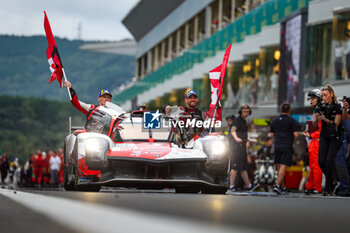2023-09-10 - 07 CONWAY Mike (gbr), KOBAYASHI Kamui (jpn), LOPEZ José Maria (arg), Toyota Gazoo Racing, Toyota GR010 - Hybrid, celebrating victory during the 6 Hours of Fuji 2023, 6th round of the 2023 FIA World Endurance Championship, from September 7 to 10, 2023 on the Fuji Speedway, in Oyama, Japan - AUTO - FIA WEC - 6 HOURS OF FUJI 2023 - ENDURANCE - MOTORS