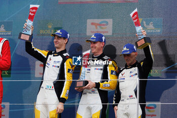 2023-09-10 - 33 KEATING Ben (usa), VARRONE Nicolas (arg), CATSBURG Nicky (old), Corvette Racing, Chevrolet Corvette C8.R, portrait, podium during the 6 Hours of Fuji 2023, 6th round of the 2023 FIA World Endurance Championship, from September 7 to 10, 2023 on the Fuji Speedway, in Oyama, Japan - AUTO - FIA WEC - 6 HOURS OF FUJI 2023 - ENDURANCE - MOTORS