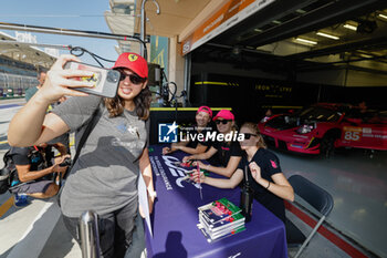 2023-11-04 - 85 BOVY Sarah (bel), GATTING Michelle (dnk), FREY Rahel (swi), Iron Dames, Porsche 911 RSR - 19, AUTOGRAPH SESSION during the Bapco Energies WEC 8 Hours of Bahrain 2023, 7th round of the 2023 FIA World Endurance Championship, from November 1 to 4, 2023 on the Bahrain International Circuit, in Sakhir, Bahrain - AUTO - FIA WEC - 8 HOURS OF BAHRAIN 2023 - ENDURANCE - MOTORS