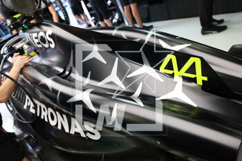 2023-02-23 - Mercedes AMG F1 Team W14, mechanical detail aerodynamism during the Formula 1 Armco pre-season testing 2023 of the 2023 FIA Formula One World Championship from February 23 to 25, 2023 on the Bahrain International Circuit, in Sakhir, Bahrain - F1 - PRE-SEASON TESTING 2023 - BAHRAIN - FORMULA 1 - MOTORS