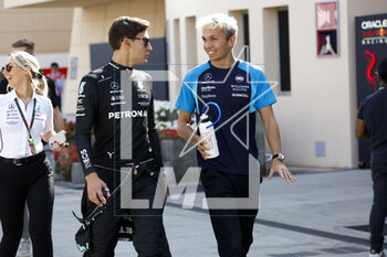 2023-02-24 - RUSSELL George (gbr), Mercedes AMG F1 Team W14, ALBON Alexander (tha), Williams Racing FW45, portrait during the Formula 1 Armco pre-season testing 2023 of the 2023 FIA Formula One World Championship from February 23 to 25, 2023 on the Bahrain International Circuit, in Sakhir, Bahrain - F1 - PRE-SEASON TESTING 2023 - BAHRAIN - FORMULA 1 - MOTORS