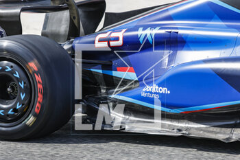 2023-02-25 - 23 ALBON Alexander (tha), Williams Racing FW45, action mechanical detail of engine, moteur, cover during the Formula 1 Aramco pre-season testing 2023 of the 2023 FIA Formula One World Championship from February 23 to 25, 2023 on the Bahrain International Circuit, in Sakhir, Bahrain - F1 - PRE-SEASON TESTING 2023 - BAHRAIN - FORMULA 1 - MOTORS