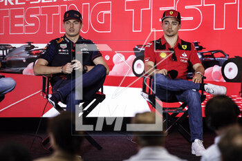 2023-02-25 - VERSTAPPEN Max (ned), Red Bull Racing RB19, portrait LECLERC Charles (mco), Scuderia Ferrari SF-23, portrait during the Formula 1 Aramco pre-season testing 2023 of the 2023 FIA Formula One World Championship from February 23 to 25, 2023 on the Bahrain International Circuit, in Sakhir, Bahrain - F1 - PRE-SEASON TESTING 2023 - BAHRAIN - FORMULA 1 - MOTORS