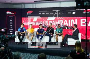 2023-03-02 - Press conference: SARGEANT Logan (usa), Williams Racing FW45, PIASTRI Oscar (aus), McLaren F1 Team MCL60, DE VRIES Nyck (ned), Scuderia AlphaTauri AT04, HULKENBERG Nico (ger), Haas F1 Team VF-23 Ferrari, ALONSO Fernando (spa), Aston Martin F1 Team AMR23, portrait, during the Formula 1 Gulf Air Bahrain Grand Prix 2023, 1st round of the 2023 FIA Formula One World Championship from March 2
3 to 5, 2023 on the Bahrain International Circuit, in Sakhir, Bahrain - F1 - BAHRAIN GRAND PRIX 2023 - FORMULA 1 - MOTORS