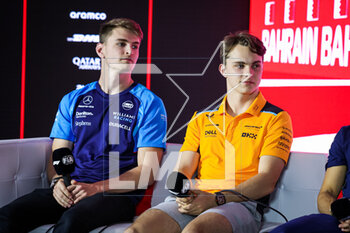 2023-03-02 - SARGEANT Logan (usa), Williams Racing FW45, PIASTRI Oscar (aus), McLaren F1 Team MCL60, DE VRIES Nyck (ned), Scuderia AlphaTauri AT04, portrait during the Formula 1 Gulf Air Bahrain Grand Prix 2023, 1st round of the 2023 FIA Formula One World Championship from March 2
3 to 5, 2023 on the Bahrain International Circuit, in Sakhir, Bahrain - F1 - BAHRAIN GRAND PRIX 2023 - FORMULA 1 - MOTORS