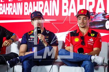 2023-03-02 - VERSTAPPEN Max (ned), Red Bull Racing RB19, LECLERC Charles (mco), Scuderia Ferrari SF-23, portrait during the Formula 1 Gulf Air Bahrain Grand Prix 2023, 1st round of the 2023 FIA Formula One World Championship from March 2
3 to 5, 2023 on the Bahrain International Circuit, in Sakhir, Bahrain - F1 - BAHRAIN GRAND PRIX 2023 - FORMULA 1 - MOTORS