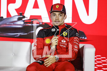 2023-03-04 - LECLERC Charles (mco), Scuderia Ferrari SF-23, portrait press conference during the Formula 1 Gulf Air Bahrain Grand Prix 2023, 1st round of the 2023 FIA Formula One World Championship from March 2
3 to 5, 2023 on the Bahrain International Circuit, in Sakhir, Bahrain - F1 - BAHRAIN GRAND PRIX 2023 - FORMULA 1 - MOTORS