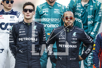 2023-03-05 - RUSSELL George (gbr), Mercedes AMG F1 Team W14, portrait HAMILTON Lewis (gbr), Mercedes AMG F1 Team W14, portrait during the Formula 1 Gulf Air Bahrain Grand Prix 2023, 1st round of the 2023 FIA Formula One World Championship from March 2 to 5, 2023 on the Bahrain International Circuit, in Sakhir, Bahrain - F1 - BAHRAIN GRAND PRIX 2023 - RACE - FORMULA 1 - MOTORS