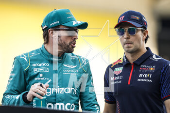 2023-03-05 - ALONSO Fernando (spa), Aston Martin F1 Team AMR23, portrait PEREZ Sergio (mex), Red Bull Racing RB19, portrait during the Formula 1 Gulf Air Bahrain Grand Prix 2023, 1st round of the 2023 FIA Formula One World Championship from March 2 to 5, 2023 on the Bahrain International Circuit, in Sakhir, Bahrain - F1 - BAHRAIN GRAND PRIX 2023 - RACE - FORMULA 1 - MOTORS