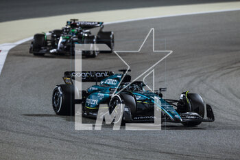 2023-03-05 - 18 STROLL Lance (can), Aston Martin F1 Team AMR23, action 63 RUSSELL George (gbr), Mercedes AMG F1 Team W14, action during the Formula 1 Gulf Air Bahrain Grand Prix 2023, 1st round of the 2023 FIA Formula One World Championship from March 2 to 5, 2023 on the Bahrain International Circuit, in Sakhir, Bahrain - F1 - BAHRAIN GRAND PRIX 2023 - RACE - FORMULA 1 - MOTORS