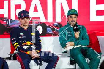 2023-03-05 - VERSTAPPEN Max (ned), Red Bull Racing RB19, ALONSO Fernando (spa), Aston Martin F1 Team AMR23, portrait during the Formula 1 Gulf Air Bahrain Grand Prix 2023, 1st round of the 2023 FIA Formula One World Championship from March 3 to 5, 2023 on the Bahrain International Circuit, in Sakhir, Bahrain - F1 - BAHRAIN GRAND PRIX 2023 - RACE - FORMULA 1 - MOTORS