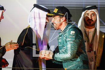 2023-03-05 - ALONSO Fernando (spa), Aston Martin F1 Team AMR23, portrait celebrates his podium with BEN SULAYEM Mohammed (uae), President of the FIA, portrait during the Formula 1 Gulf Air Bahrain Grand Prix 2023, 1st round of the 2023 FIA Formula One World Championship from March 2 to 5, 2023 on the Bahrain International Circuit, in Sakhir, Bahrain - F1 - BAHRAIN GRAND PRIX 2023 - RACE - FORMULA 1 - MOTORS