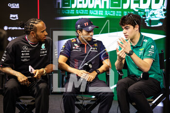 16/03/2023 - HAMILTON Lewis (gbr), Mercedes AMG F1 Team W14, PEREZ Sergio (mex), Red Bull Racing RB19, STROLL Lance (can), Aston Martin F1 Team AMR23, portrait during the Formula 1 STC Saudi Arabian Grand Prix 2023, 2nd round of the 2023 Formula One World Championship from March 17 to 19, 2023 on the Jeddah Corniche Circuit, in Jeddah, Saudi Arabia - F1 - SAUDI ARABIAN GRAND PRIX 2023 - FORMULA 1 - MOTORI