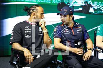 16/03/2023 - HAMILTON Lewis (gbr), Mercedes AMG F1 Team W14, PEREZ Sergio (mex), Red Bull Racing RB19, portrait during the Formula 1 STC Saudi Arabian Grand Prix 2023, 2nd round of the 2023 Formula One World Championship from March 17 to 19, 2023 on the Jeddah Corniche Circuit, in Jeddah, Saudi Arabia - F1 - SAUDI ARABIAN GRAND PRIX 2023 - FORMULA 1 - MOTORI