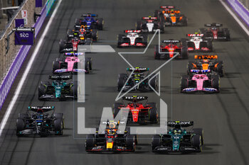 2023-03-19 - start of the race, depart, during the Formula 1 STC Saudi Arabian Grand Prix 2023, 2nd round of the 2023 Formula One World Championship from March 17 to 19, 2023 on the Jeddah Corniche Circuit, in Jeddah, Saudi Arabia - F1 - SAUDI ARABIAN GRAND PRIX 2023 - RACE - FORMULA 1 - MOTORS
