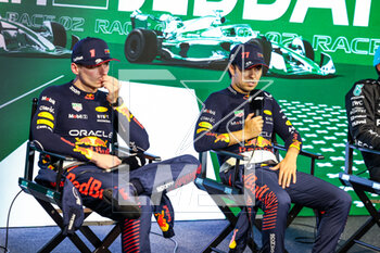 2023-03-19 - VERSTAPPEN Max (ned), Red Bull Racing RB19, PEREZ Sergio (mex), Red Bull Racing RB19, portrait during the Formula 1 STC Saudi Arabian Grand Prix 2023, 2nd round of the 2023 Formula One World Championship from March 17 to 19, 2023 on the Jeddah Corniche Circuit, in Jeddah, Saudi Arabia - F1 - SAUDI ARABIAN GRAND PRIX 2023 - RACE - FORMULA 1 - MOTORS
