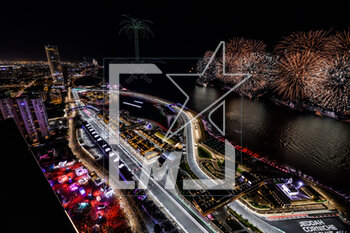 2023-03-19 - Drone show and fireworks over the starting grid seen from the sky during the Formula 1 STC Saudi Arabian Grand Prix 2023, 2nd round of the 2023 Formula One World Championship from March 17 to 19, 2023 on the Jeddah Corniche Circuit, in Jeddah, Saudi Arabia - F1 - SAUDI ARABIAN GRAND PRIX 2023 - RACE - FORMULA 1 - MOTORS