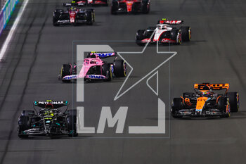 2023-03-19 - 44 HAMILTON Lewis (gbr), Mercedes AMG F1 Team W14, action 81 PIASTRI Oscar (aus), McLaren F1 Team MCL60, action 10 GASLY Pierre (fra), Alpine F1 Team A523, action during the Formula 1 STC Saudi Arabian Grand Prix 2023, 2nd round of the 2023 Formula One World Championship from March 17 to 19, 2023 on the Jeddah Corniche Circuit, in Jeddah, Saudi Arabia - F1 - SAUDI ARABIAN GRAND PRIX 2023 - RACE - FORMULA 1 - MOTORS