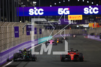 2023-03-19 - 44 HAMILTON Lewis (gbr), Mercedes AMG F1 Team W14, action 16 LECLERC Charles (mco), Scuderia Ferrari SF-23, action during the Formula 1 STC Saudi Arabian Grand Prix 2023, 2nd round of the 2023 Formula One World Championship from March 17 to 19, 2023 on the Jeddah Corniche Circuit, in Jeddah, Saudi Arabia - F1 - SAUDI ARABIAN GRAND PRIX 2023 - RACE - FORMULA 1 - MOTORS