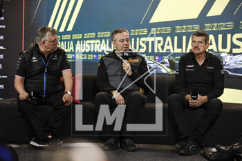 2023-03-31 - ISOLA Mario (ita), Motorsport Racing Manager of Pirelli, portrait SZAFNAUER Otmar, Team Principal of Alpine F1 Team, portrait STEINER Guenther (ita), Team Principal of Haas F1 team, portrait during the Formula 1 Rolex Australian Grand Prix 2023, 3rd round of the 2023 Formula One World Championship from March 31 to April 2, 2023 on the Albert Park Circuit, in Melbourne, Australia - F1 - AUSTRALIAN GRAND PRIX 2023 - FORMULA 1 - MOTORS