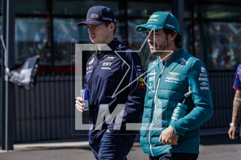2023-04-02 - VERSTAPPEN Max (ned), Red Bull Racing RB19, portrait ALONSO Fernando (spa), Aston Martin F1 Team AMR23, portrait during the Formula 1 Rolex Australian Grand Prix 2023, 3rd round of the 2023 Formula One World Championship from March 31 to April 2, 2023 on the Albert Park Circuit, in Melbourne, Australia - F1 - AUSTRALIAN GRAND PRIX 2023 - RACE - FORMULA 1 - MOTORS