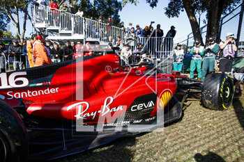 2023-04-02 - 16 LECLERC Charles (mco), Scuderia Ferrari SF-23, car after his retirement during the Formula 1 Rolex Australian Grand Prix 2023, 3rd round of the 2023 Formula One World Championship from March 31 to April 2, 2023 on the Albert Park Circuit, in Melbourne, Australia - F1 - AUSTRALIAN GRAND PRIX 2023 - RACE - FORMULA 1 - MOTORS