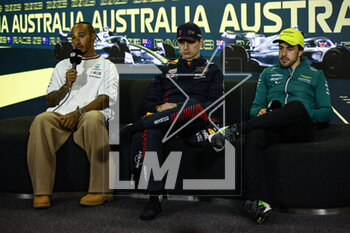 2023-04-02 - HAMILTON Lewis (gbr), Mercedes AMG F1 Team W14, portrait VERSTAPPEN Max (ned), Red Bull Racing RB19, portrait ALONSO Fernando (spa), Aston Martin F1 Team AMR23, portrait during the Formula 1 Rolex Australian Grand Prix 2023, 3rd round of the 2023 Formula One World Championship from March 31 to April 2, 2023 on the Albert Park Circuit, in Melbourne, Australia - F1 - AUSTRALIAN GRAND PRIX 2023 - RACE - FORMULA 1 - MOTORS