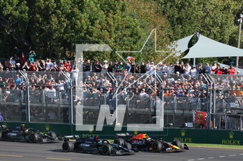 2023-04-02 - 63 RUSSELL George (gbr), Mercedes AMG F1 Team W14, action 01 VERSTAPPEN Max (nld), Red Bull Racing RB19, action during the Formula 1 Rolex Australian Grand Prix 2023, 3rd round of the 2023 Formula One World Championship from March 31 to April 2, 2023 on the Albert Park Circuit, in Melbourne, Australia - F1 - AUSTRALIAN GRAND PRIX 2023 - RACE - FORMULA 1 - MOTORS