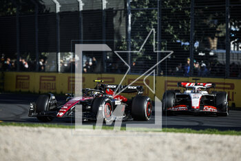 2023-04-02 - 24 ZHOU Guanyu (chi), Alfa Romeo F1 Team Stake C43, action 20 MAGNUSSEN Kevin (den), Haas F1 Team VF-23 Ferrari, action during the Formula 1 Rolex Australian Grand Prix 2023, 3rd round of the 2023 Formula One World Championship from March 31 to April 2, 2023 on the Albert Park Circuit, in Melbourne, Australia - F1 - AUSTRALIAN GRAND PRIX 2023 - RACE - FORMULA 1 - MOTORS