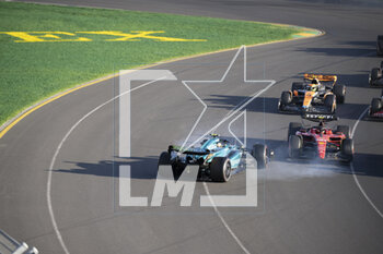 2023-04-02 - 14 ALONSO Fernando (spa), Aston Martin F1 Team AMR23, action 55 SAINZ Carlos (spa), Scuderia Ferrari SF-23, action during the Formula 1 Rolex Australian Grand Prix 2023, 3rd round of the 2023 Formula One World Championship from March 31 to April 2, 2023 on the Albert Park Circuit, in Melbourne, Australia - F1 - AUSTRALIAN GRAND PRIX 2023 - RACE - FORMULA 1 - MOTORS
