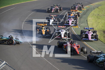 2023-04-02 - 55 SAINZ Carlos (spa), Scuderia Ferrari SF-23, action 27 HULKENBERG Nico (ger), Haas F1 Team VF-23 Ferrari, action 10 GASLY Pierre (fra), Alpine F1 Team A523, action 04 NORRIS Lando (gbr), McLaren F1 Team MCL60, action start of the race, depart, during the Formula 1 Rolex Australian Grand Prix 2023, 3rd round of the 2023 Formula One World Championship from March 31 to April 2, 2023 on the Albert Park Circuit, in Melbourne, Australia - F1 - AUSTRALIAN GRAND PRIX 2023 - RACE - FORMULA 1 - MOTORS