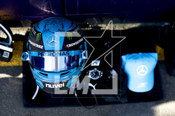 2023-04-02 - RUSSELL George (gbr), Mercedes AMG F1 Team W14, portrait helmet, casque, during the Formula 1 Rolex Australian Grand Prix 2023, 3rd round of the 2023 Formula One World Championship from March 31 to April 2, 2023 on the Albert Park Circuit, in Melbourne, Australia - F1 - AUSTRALIAN GRAND PRIX 2023 - RACE - FORMULA 1 - MOTORS