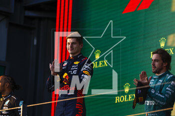 2023-04-02 - VERSTAPPEN Max (ned), Red Bull Racing RB19, portrait ALONSO Fernando (spa), Aston Martin F1 Team AMR23, portrait podium during the Formula 1 Rolex Australian Grand Prix 2023, 3rd round of the 2023 Formula One World Championship from March 31 to April 2, 2023 on the Albert Park Circuit, in Melbourne, Australia - F1 - AUSTRALIAN GRAND PRIX 2023 - RACE - FORMULA 1 - MOTORS