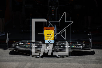 2023-04-27 - McLaren F1 Team MCL60, mechanical detail front wing aerodynamism, aerodynamic, aerodynamics during the Formula 1 Azerbaijan Grand Prix 2023, 4th round of the 2023 Formula One World Championship from April 28 to 30, 2023 on the Baku City Circuit, in Baku, Azerbaijan - F1 - AZERBAIJAN GRAND PRIX 2023 - FORMULA 1 - MOTORS