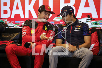 2023-04-28 - LECLERC Charles (mco), Scuderia Ferrari SF-23, portrait PEREZ Sergio (mex), Red Bull Racing RB19, portrait during the Formula 1 Azerbaijan Grand Prix 2023, 4th round of the 2023 Formula One World Championship from April 28 to 30, 2023 on the Baku City Circuit, in Baku, Azerbaijan - F1 - AZERBAIJAN GRAND PRIX 2023 - FORMULA 1 - MOTORS