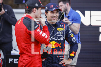 2023-04-28 - PEREZ Sergio (mex), Red Bull Racing RB19, portrait LECLERC Charles (mco), Scuderia Ferrari SF-23, portrait during the Formula 1 Azerbaijan Grand Prix 2023, 4th round of the 2023 Formula One World Championship from April 28 to 30, 2023 on the Baku City Circuit, in Baku, Azerbaijan - F1 - AZERBAIJAN GRAND PRIX 2023 - FORMULA 1 - MOTORS