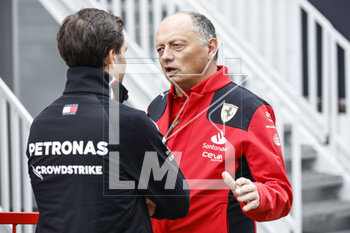 2023-04-28 - VASSEUR Frédéric (fra), Team Principal & General Manager of the Scuderia Ferrari, portrait D'AMBROSIO Jerome, Mercedes driver development director, portrait during the Formula 1 Azerbaijan Grand Prix 2023, 4th round of the 2023 Formula One World Championship from April 28 to 30, 2023 on the Baku City Circuit, in Baku, Azerbaijan - F1 - AZERBAIJAN GRAND PRIX 2023 - FORMULA 1 - MOTORS